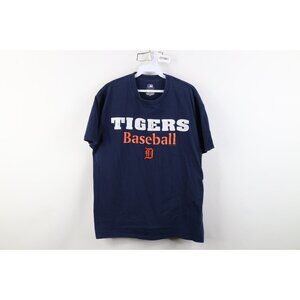 Vintage Y2K Mens Large Old English D Detroit Tigers Baseball T-Shirt Blue Cotton